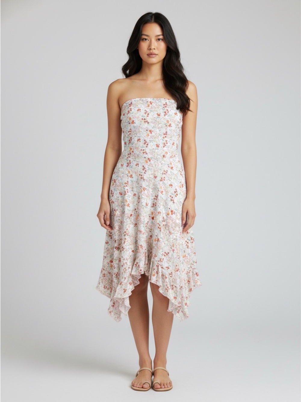 Strapless Y2K floral Summer Dress (S)